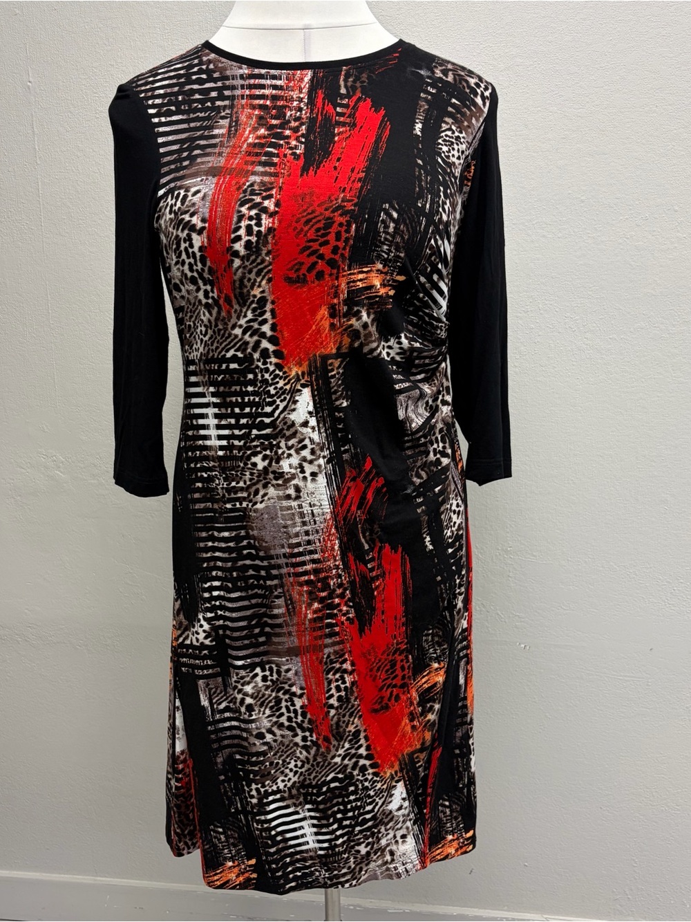 Mona Black and Red Abstract Print Dress